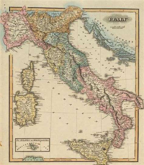 Vintage Map Of Italy Adella Kimberly