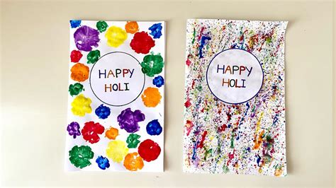 Easy And Fun Holi Card Ideas For Kids Holi Greeting Card Holi Craft