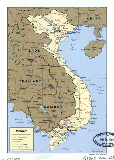 Large Detailed Political Map Of Vietnam With Roads Railroads And Major