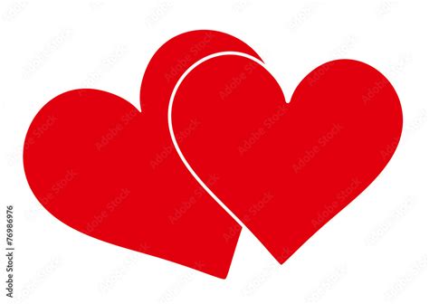 Herz Zwei Herzen Icon Zeichen Symbol Herzform Form Heart Stock
