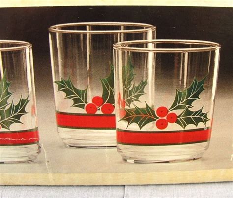 Libbey Christmas Glassware Set 12pc Holly And Berries Rocks Glasses Holiday 14oz Glassware