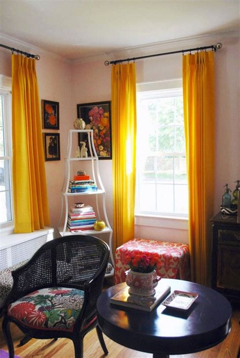 Bright Curtains In A Colorful Room Yellow Curtains Curtain Designs