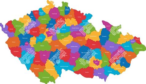 Magnetická mapa České republiky administrativní barevná