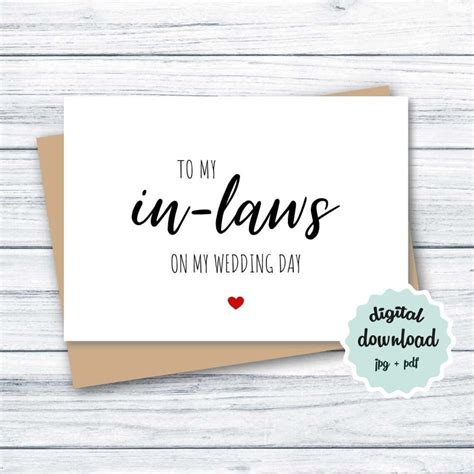 To My In Laws On My Wedding Day Card Digital Download Card For Etsy