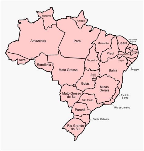 Brazil States Named Brazil Political Map Blank Hd Png Download Kindpng