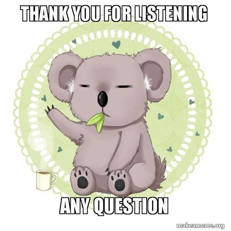 Thank You For Listening Any Question Aussie Koala Doing The Night