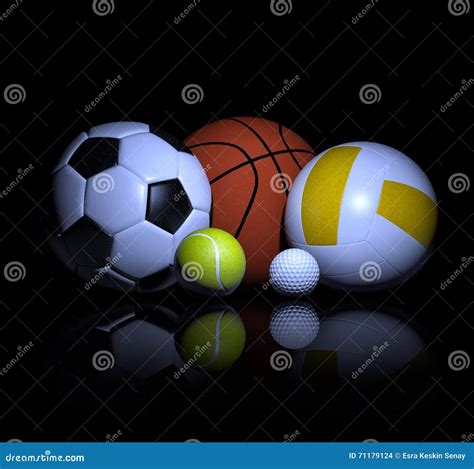 Sports Balls 3d Rendering Stock Photo Image Of Black 71179124