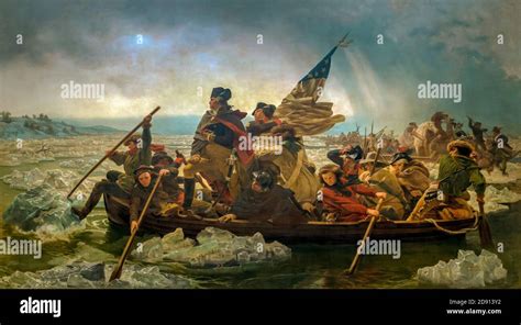 George Washington Crossing The Delaware Painting By Leutze On Canvas