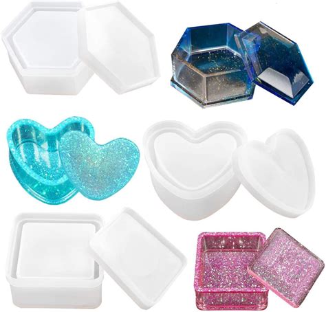 Jp Box Resin Molds Jewelry Box Molds With Heart Shape Silicone Resin Mold Hexagon