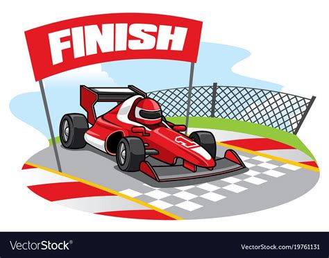 Formula Racing Car Reach The Finish Line Vector Image On Vectorstock
