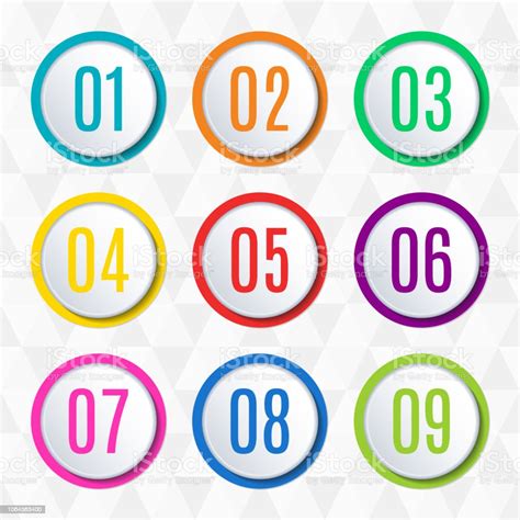 Round Buttons Or Badges With Numbers 123456789 Button Set Vector Icon