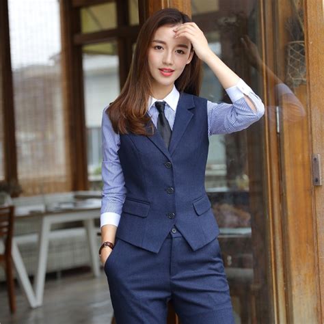 Buy Formal Ladies Blue Vest Women Waistcoat Work Wear