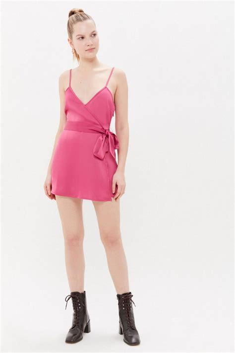 Uo Riva Satin Wrap Romper Urban Outfitters