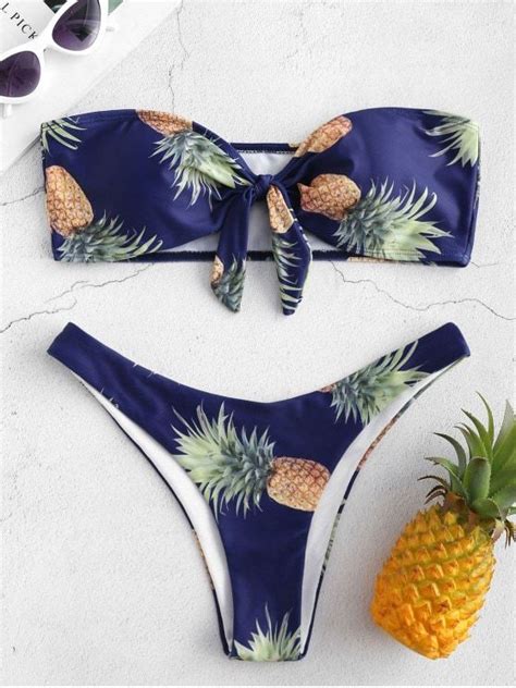 Pineapple Knot Bandeau Bikini Bikinis Bandeau Bikini Swim Fashion