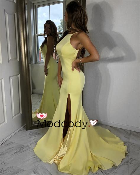 Yellow Memaid Long Prom Dress With Backless · Modcody · Online Store