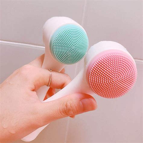 double side silicone facial cleanser wash brush soft mild fiber face cleaning portable size face