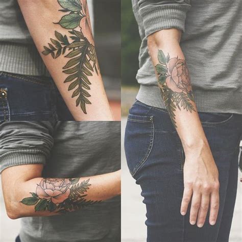Flower And Leaf Arm Tattoo Tattoos Men Flower Tattoo Tattoos For Guys