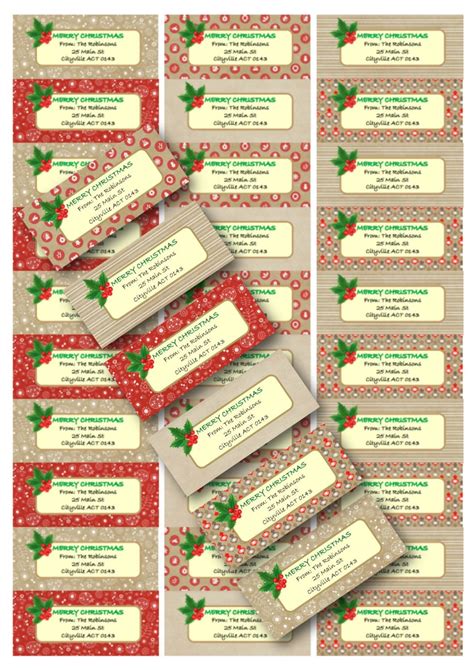 Christmas Return Address Labels Rustic Xmas Series Six Designs Matte