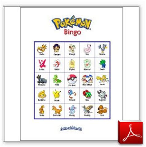 20 Printable Pokemon Bingo Game Cards Boys Or Girls Birthday Etsy