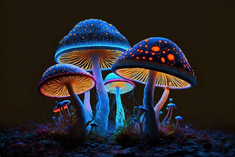 Dark Mushrooms That Glow Magically