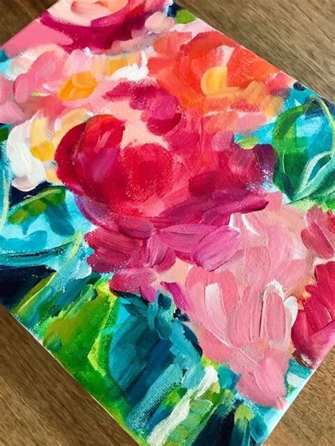 How To Paint Abstract Flowers In Acrylic On Canvas Flower Painting