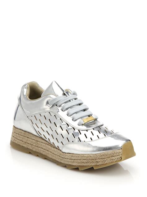 Lyst Stella Mccartney Metallic Faux Leather Espadrille Platform