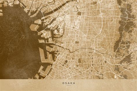 Stadtkarte Von Map Of Osaka Japan In Sepia Vintage Style Alle