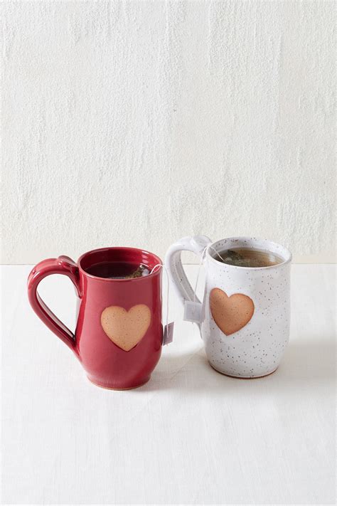White Heart Pottery Mug Heart Pottery Pottery Mugs Mugs