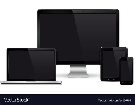 Computer Display Laptop Tablet Pc Mobile Phone Vector Image