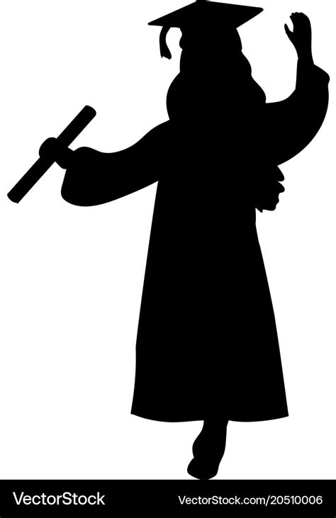 Silhouette Girl Graduation Finished Studying Vector Image