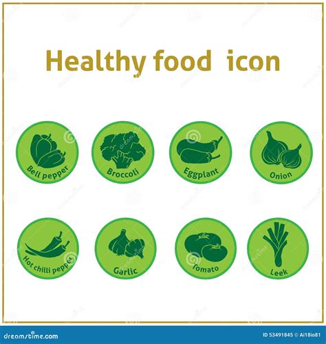 Healthy Veggies Food Green Vector Icons Stock Vector Illustration Of