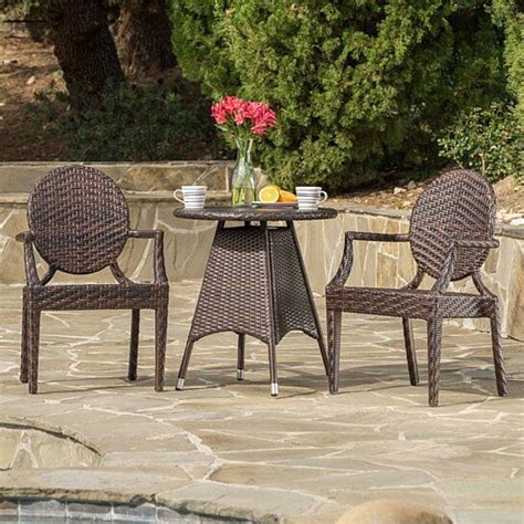 Demuir Outdoor 3 Piece Multibrown Wicker Dining Set Wicker Dining Set