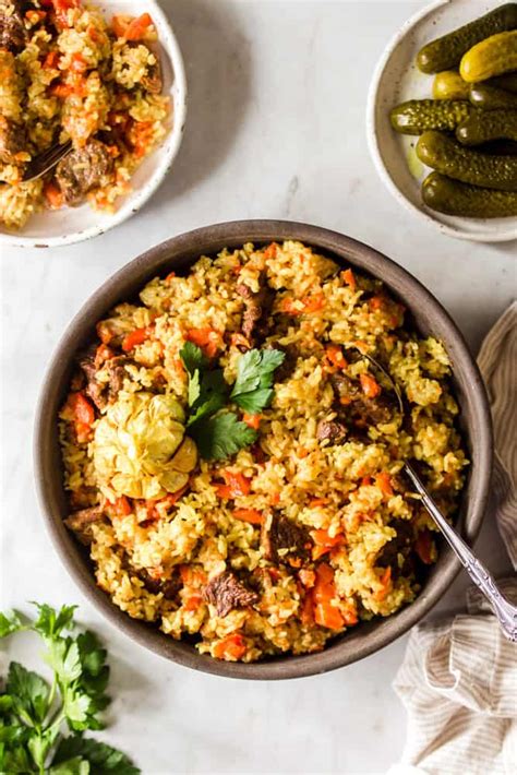 Uzbek Beef Plov Beef Rice Pilaf Recipe Lena S Kitchen
