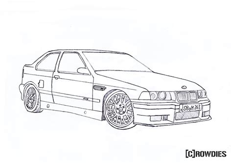 Drawing Zeichnung Bmw E36 Compact Car Drawings Bmw E36