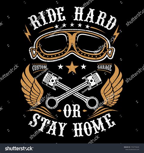 illustration biker design with quote ride hard royalty free stock vector 1753776020