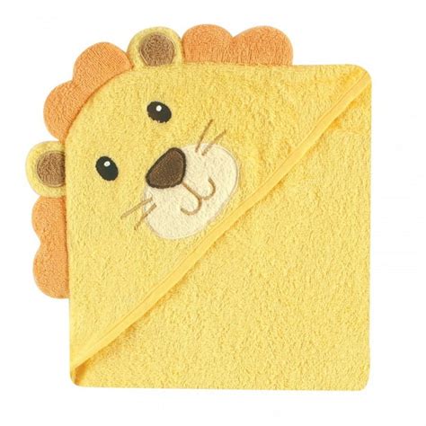 Luvable Friends Baby Unisex Cotton Animal Face Hooded Towel Lion One