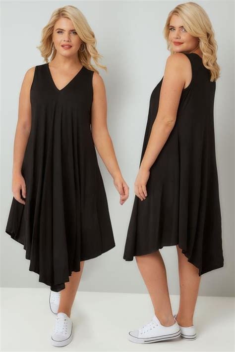 Circumference measurement of chest from peck line from armpit to armpit across the chest/back. Black Jersey Swing Tunic Dress, Plus size 16 to 32