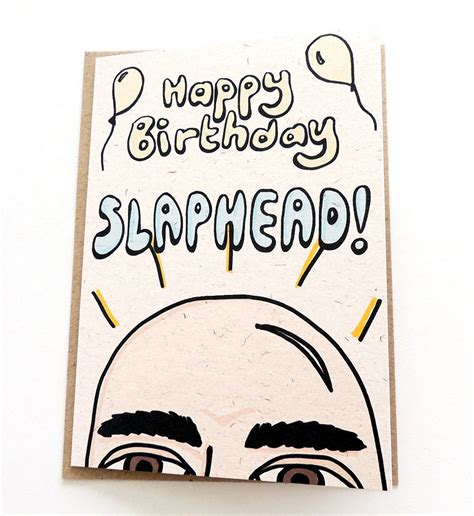 Happy Birthday Slaphead Funny Greetings Card For Bald Men Etsy Uk