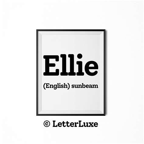 Ellie Name Meaning Sign Ellie Printable Baby Shower T Birthday