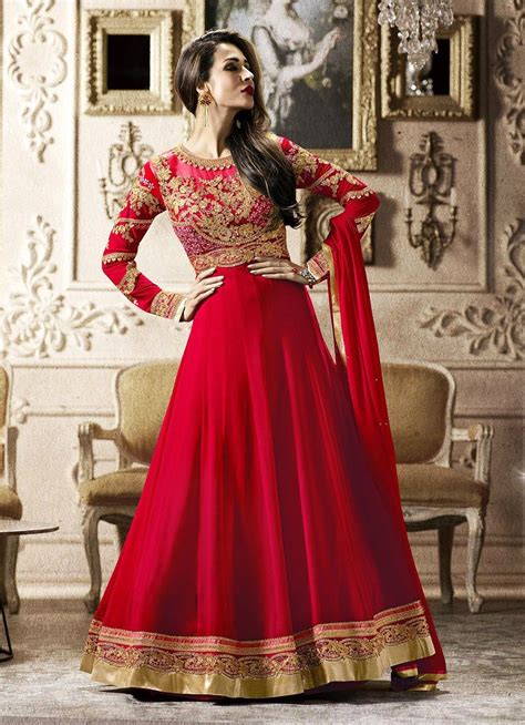 Anarkali salwar kameez, anarkali suits, wedding dress, sarees. Beautiful Red Floor Length wedding anarkali dress | Bridal ...