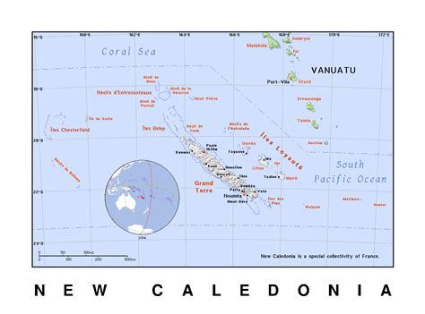 Detailed Political Map Of New Caledonia With Relief New Caledonia