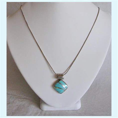 Sterling Silver Inlaid Turquoise Necklace Hidden In The Hills Ruby Lane
