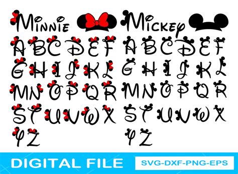 Disney Alphabet Svg Disney Font Svg Ears Svg Minnie Font Mickey Font Images