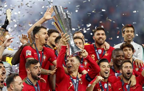 Portugal Nations League Trophy Portugal Soccer League Nations Ronaldo Cristiano Uefa Wins Trophy