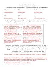 Explain the relationship between the chemical structures of molecules and the relative strength of their intermolecular forces when: Intermolecular Forces Worksheet Answers Pdf - kidsworksheetfun