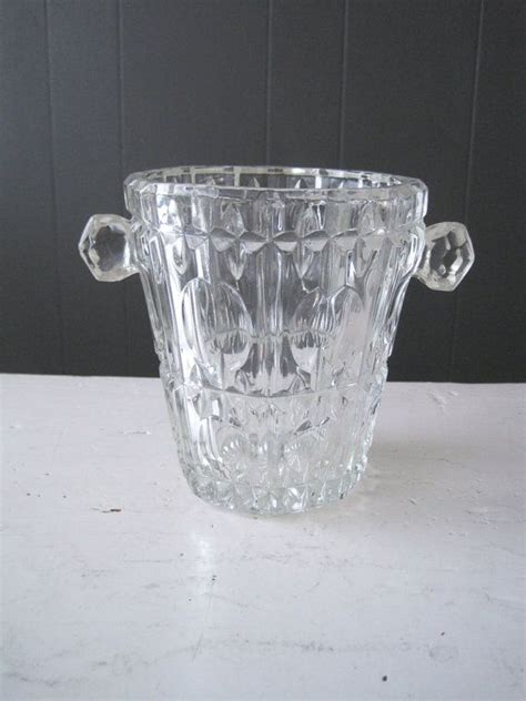 Vintage Ice Bucket Or Wine Cooler In Pressed Glass Retro Pressed Glass Kitsch Mid Century