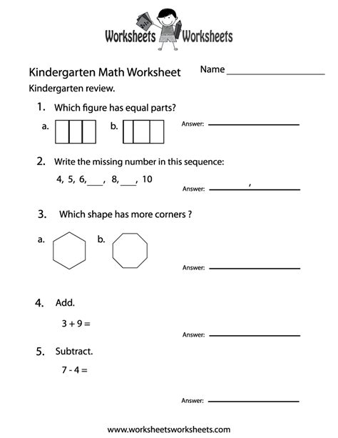 Kindergarten Math Worksheet Pdf