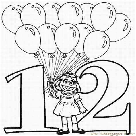 Numbers Coloring Pages 12 Lrg Coloring Page For Kids Free Sesame