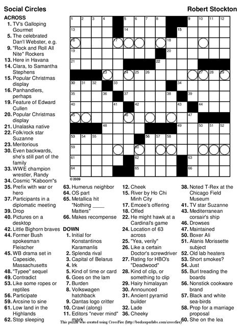 Easy Celebrity Crossword Puzzles Printable - Printable Puzzles Online