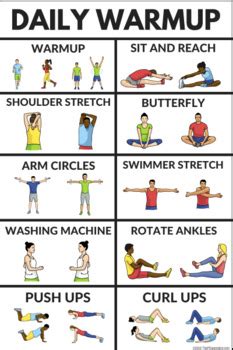 PE Class - Daily Warmup Poster (9 Different Variations) by The PE